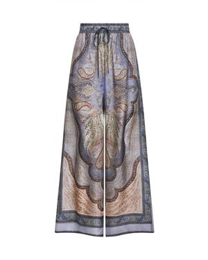 Zimmermann Tapestry-Print Silk Habotai Wanderlust Pants - White