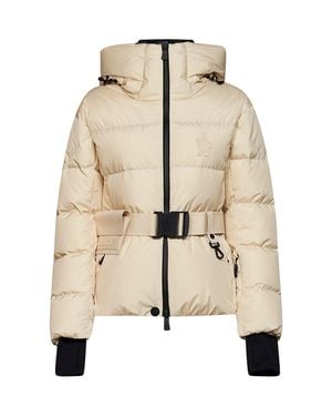 Moncler Natural Bouquetin Belted Insulated Ski Jacket With Hood