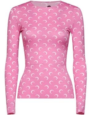 Marine Serre Moon Print Recycled Jersey Top<Br - Pink