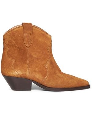 Isabel Marant Cognac Suede Dewina Western Ankle Boots - Brown