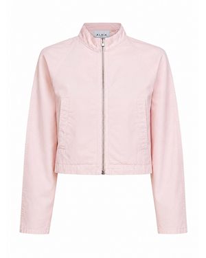 Alaïa Dyed Cotton Denim Rounded Jacket - Pink