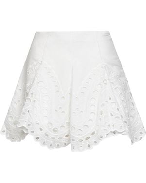 Charo Ruiz Embroidered Cotton Blend Sail Mini Skirt - White