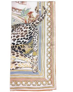 Ferragamo And Felini-Print Silk Scarf - White