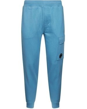 C.P. Company Light "Diagonal Raised Fleece Lens" Joggers - Blue