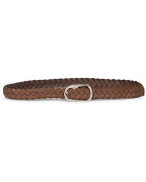 Brunello Cucinelli Dark Suede Woven Belt - White