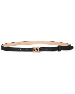 Max Mara Leather Mgraziata Monogram Belt - White