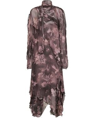 DIESEL Chiffon And Crêpe D-Riadi Asymmetric Midi Dress - Brown