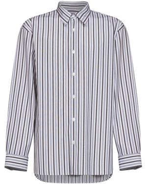 Dries Van Noten Cotton Poplin Croom Striped Shirt - Blue