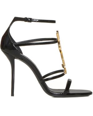 Saint Laurent Cassandra Patent Leather Sandals - White