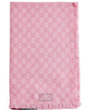 Gucci Gg Wool Scarf - Pink