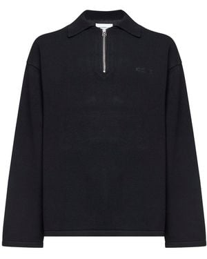 Oamc Peacemaker Cotton Knit Half-Zip Polo Shirt - Blue