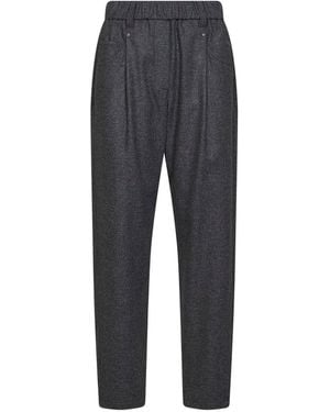 Brunello Cucinelli Medium Wool And Cashmere Baggy Pull-On Pants - Gray