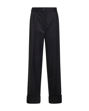 Dolce & Gabbana Two-Way Stretch Twill Pinstriped Trousers - Black