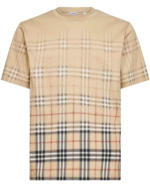 Burberry Sand Gradient Check Cotton T-Shirt - White