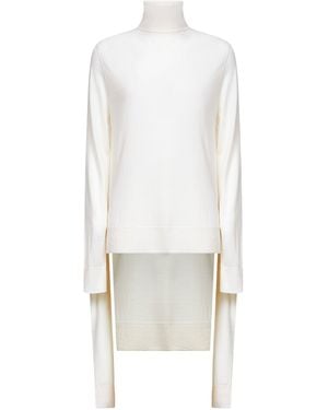 TOTEME Ivory Wool And Silk Double-Sleeve Turtleneck Jumper - White