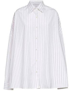 Dries Van Noten Striped Cotton Cocoon Shirt - White