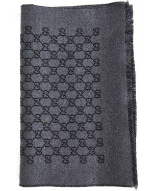 Gucci Gg Jacquard Wool Scarf - Grey