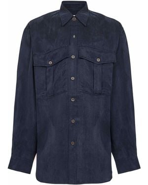 Dries Van Noten Cupro Oversized Shirt - Blue
