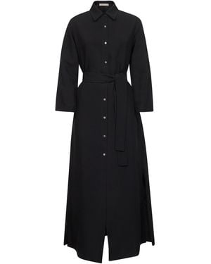 Blanca Vita Viscose And Linen Aflea Shirt Dress - Black