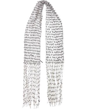 Dries Van Noten Beaded Scarf-Like Necklace - White