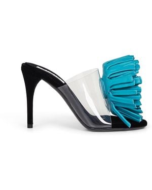Alaïa Alaã¯A Asymmetric Sandals With Large 3-D Leather Flower - Blue