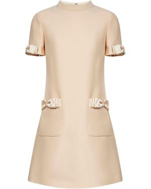 Valentino Crepe Couture Short Dress With Bows - Natural