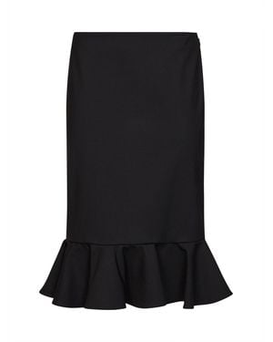 GIUSEPPE DI MORABITO Virgin Wool Midi Skirt With Ruffle - Black