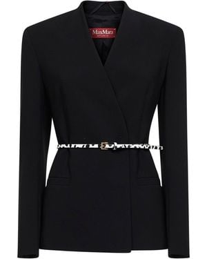 Max Mara Double-Breasted Cady Jacket - Black