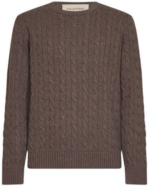 Valentino Cable-Knit Cashmere Jumper With Vlogo - Brown