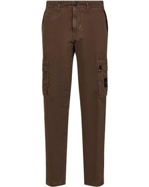 Stone Island Shadow Brushed Organic Cotton Canvas Cargo Pants - Brown