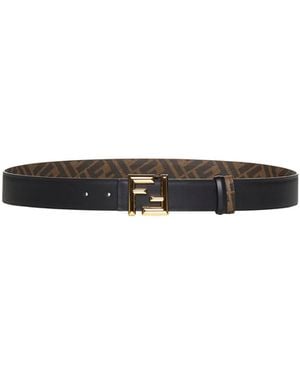 Fendi Reversible Leather Belt - White