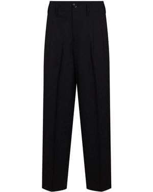 Ami Paris Wool Serge Double-Pleat Wide Pants - Black