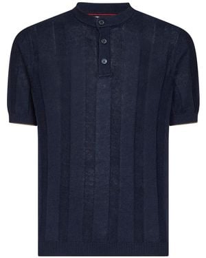 Brunello Cucinelli Ribbed Henley T-Shirt Linen - Blue