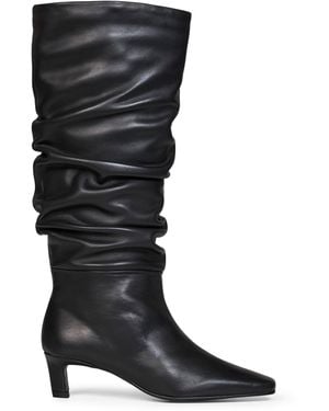 Alohas Leather Kalila Knee-High Draped Boots - Black