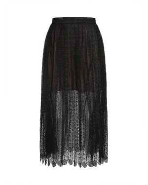 Self-Portrait Organza Lace Midi Skirt - Black