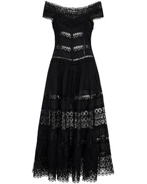 Charo Ruiz Voile And Guipure Amaira Long Dress - Black