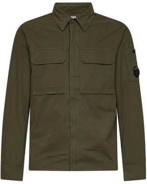 C.P. Company Ivy Organic Cotton Gabardine Lens Overshirt - Green