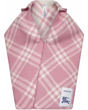Burberry Check Wool Hooded Scarf - Pink
