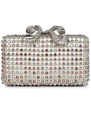 Self-Portrait Multi Crystal Clutch - White