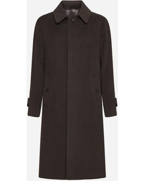 Lardini Brown Wool Beaver Single-breasted Coat - Black