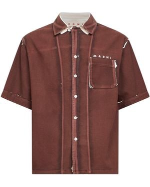 Marni Screen-Printed Denim Shirt - Red
