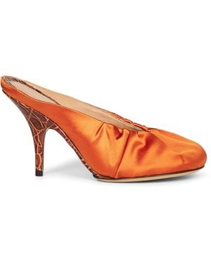 Dries Van Noten Satin Heeled Mules - Orange