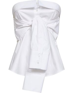 GIUSEPPE DI MORABITO Poplin Bustier Top With Tied Sleeves - White
