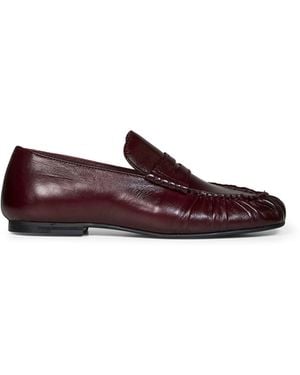 Alohas Burgundy Crinkled-Effect Leather Aven Loafers - Purple