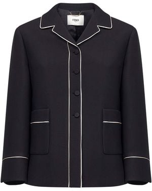Fendi Wool And Silk Tailored Pajama-Style Jacket - Blue