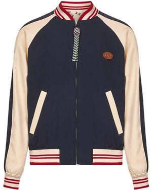 Valentino And Butter Wool And Cotton Bomber Jacket - Blue