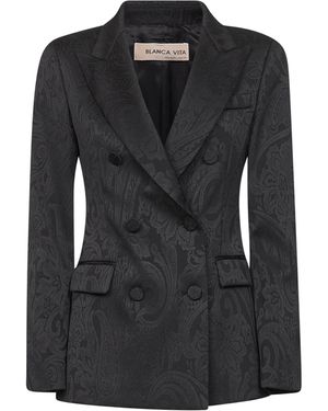 Blanca Vita Onyx Jacquard Satin Godezia Blazer - Black