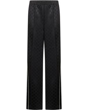 Gucci Gg Jacquard Viscose Blend Trousers - Black