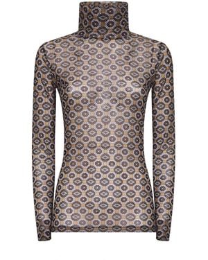 Dries Van Noten Mini Tie Print Mesh Top<Br - Grey