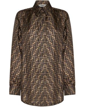Fendi Ff Silk Shirt - Brown